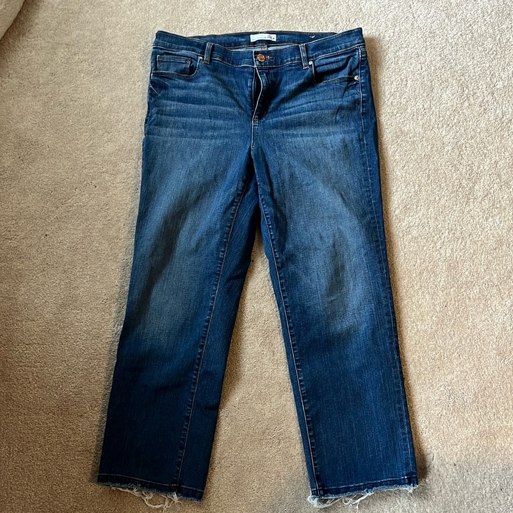 Loft Frayed Straight Ankle Length Jeans - Wonen Size 32